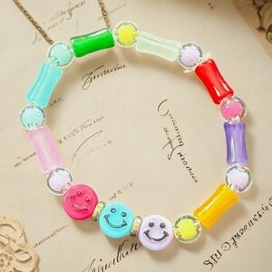 Hand Crafted Multicolor Smiley Beaded Necklace